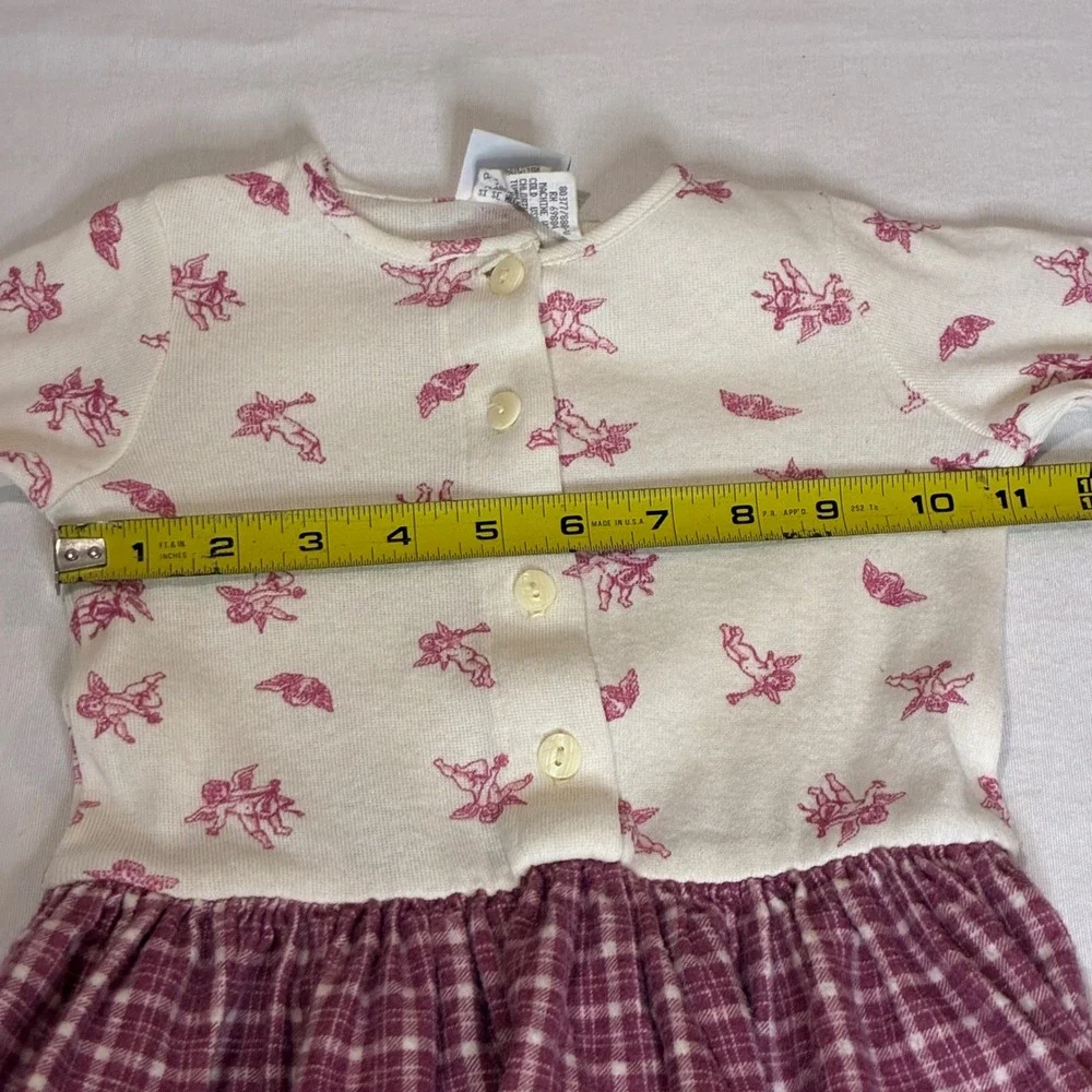 Vintage 90s Little Precious Girls 4T Valentine‎ Angel Dress Plaid USA Made Cupid